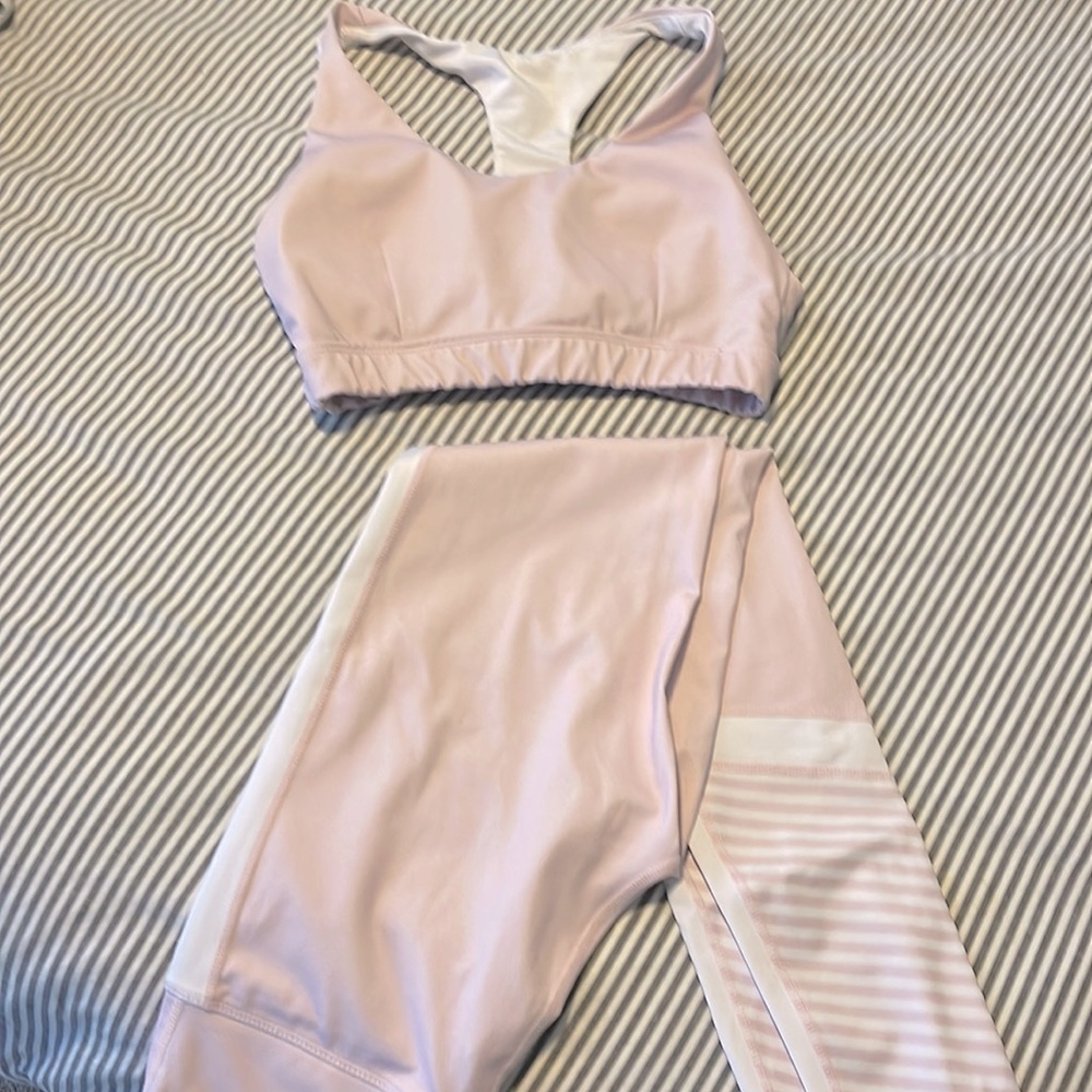 Matching athletic set. Racer back sports bra and matching leggings.